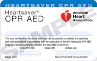 AHAハートセイバーCPR AED資格ライセンスカード：沖縄県那覇市内で完全日本語開催。職業人のための心肺蘇生法＋AED講習